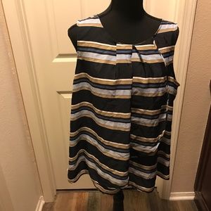 New York & Company Navy Blue Multi Co Sleeveless Blouse